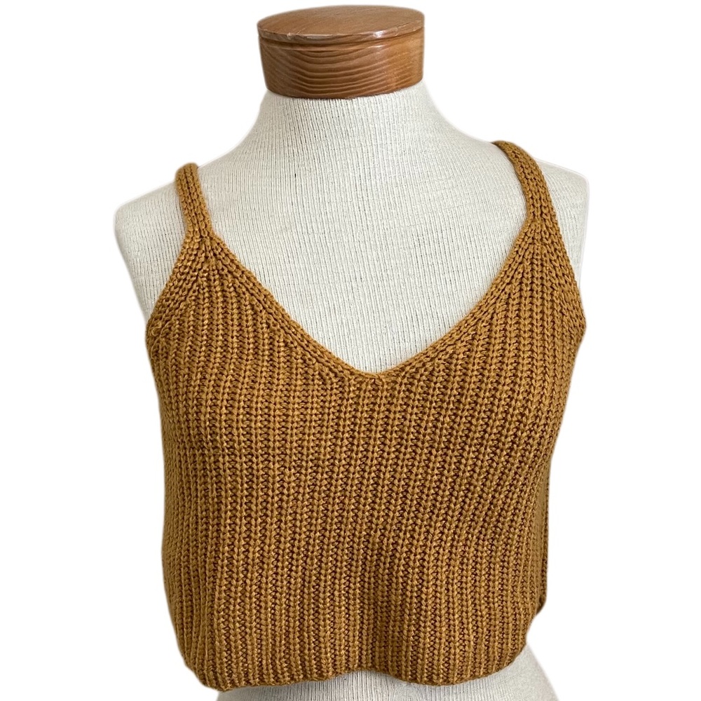 Handmade Retro Light Copper Crochet Knit Cropped Tank Top